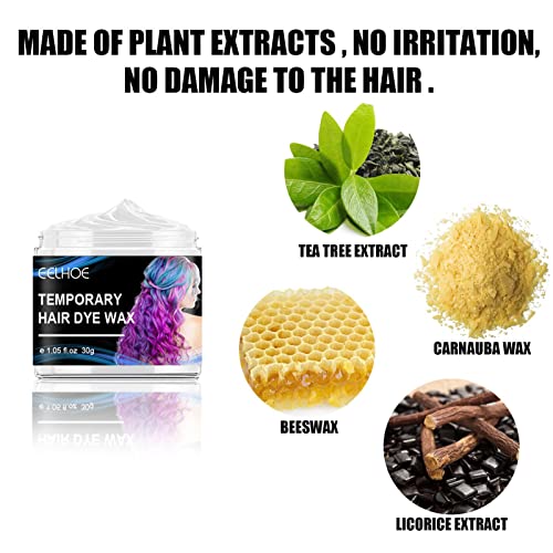 Conjunto de Cera Temporária Festa - Cera de tintura de cabelo temporária | Cera de cabelo colorida m