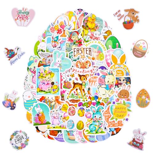 LINSHANMIN Easter Stickers, 100 Pcs Vinyl Easter Stickers, Cute Holiday Stickers for Decorations Gift Tags Greeting Cards Scrapbook Water Bottle Laptops