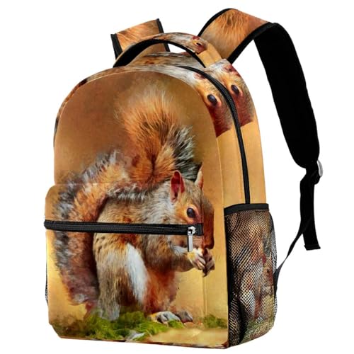 Sac à dos d'école écureuil multicolore 29x20x40cm pour ados et filles
