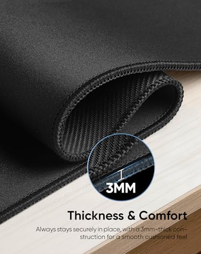 Image of Reniteco Large Gaming Mouse Pad with Durable Stitched Edges, Non-Slip Rubber Base, Big Computer Keyboard Mouse Mat Desk Pad for Home Office Gaming Work, 31.5''x11.8''x0.12'', Black