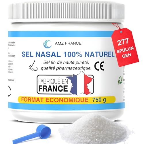 Nasenspülsalz 750g, 100% Natürlich, Pharmazeutische Qualität, Hergestellt in FRANKREICH - 277 Nasenspülungen (XXL-Box) - Kind Erwachsener - Wellnessprodukt