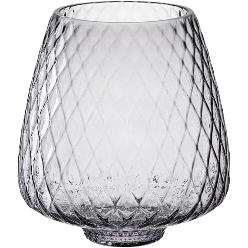 Leonardo Home Giulia Windlicht • 1 Stück • aus Strukturiertem Glas • dekoratives Windlicht • stimmungsvolle Beleuchtung • Wohn- und Essbereich • stilvoll • Moderne Optik • Höhe 20 cm • grau • 055282