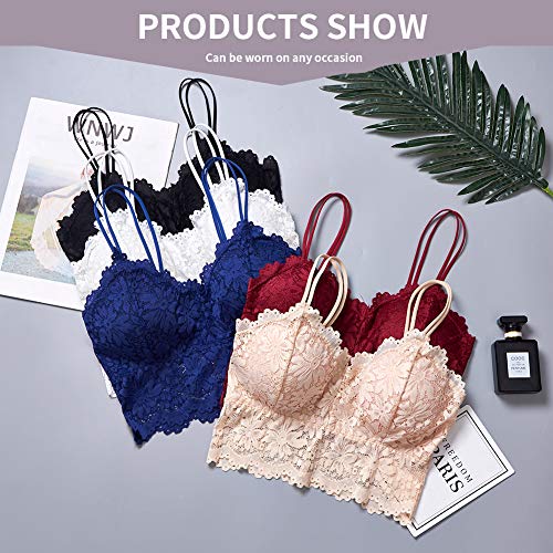 Bralette multipack de encaje con tirantes de girasol y cuello en V 2