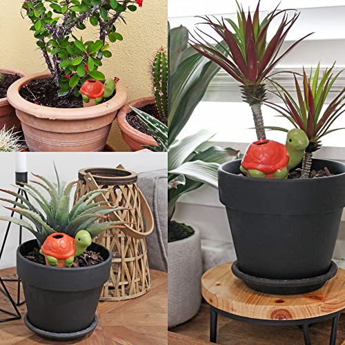 Esterno Turtle Self-Watering Spikes (3-Pack); Terracotta Clay Plant Auto-Watering Stakes, Turtle-Shaped