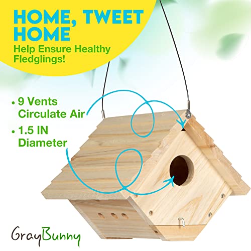 Wren Birdhouses For Outside - Cedar Bluebird Houses For Outside With 9 Air Vents, Removable Bottom Panel For Easy Cleaning - Great Gifts For Grandma, Grandpa Gift #TOP2