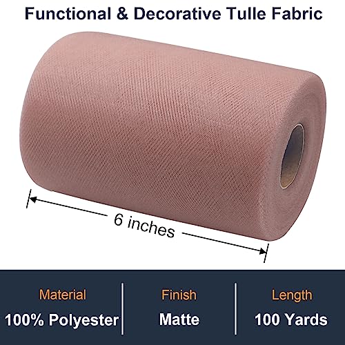 Tulle Fabric Rolls 6 Inch By 100 Yards (300 Ft) Tulle Ribbon Netting Spool For Tutu Skirt Wedding Baby Shower Birthday Party Decorations Gift Wrapping Diy Crafts, 28 Colors (Dusty Rose) #TOP1