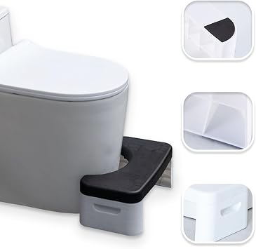 Black Squat Toilet Stool - Portable, Multifunctional Seat Tray, Sturdy & Compact for Home Bathroom