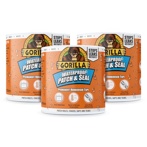 Gorilla 105292 Waterproof Patch & Seal Tape White 100mm x 3m (Pack of 3)