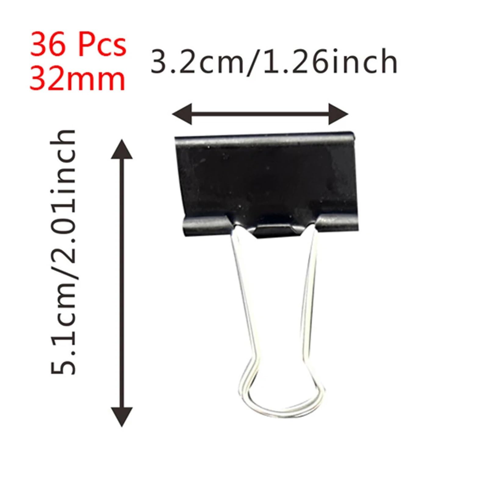 Fermagli Per Raccoglitori 36 graffette metalliche pieghevoli nere | Note Carta da lettere Morsetti for documenti Morsetti for test di biglietti Cancelleria for ufficio domestico(36 Pcs 32mm)