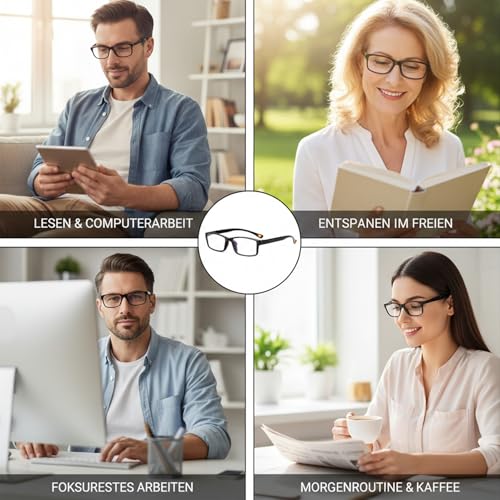 MmotZsb Smart Focus Brille, Brille die sich automatisch der Sehstärke anpasst, Autofokus mit Selbsteinstellung, Intelligente Zoom automatische Fokuseinstellung, Lesebrille mit Blaulichtfilter