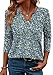 OFEEFAN Blouses for Women Dressy Casual 3/4 Length Sleeve Womens Tops for Teachers Vneck Tunic Tops Early Fall Fashion Printed B 2XL
