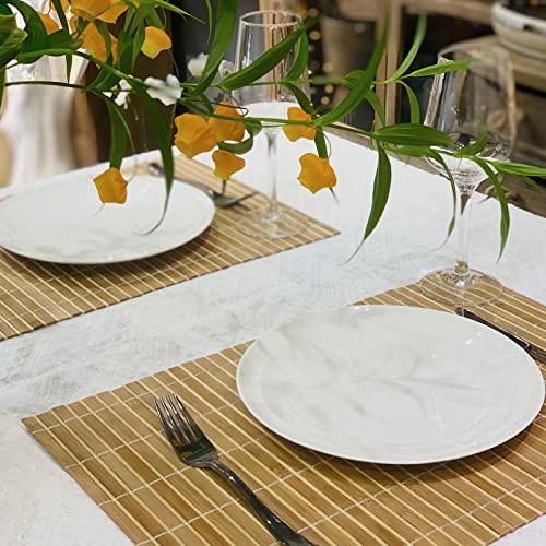 Andstar Set Of 8 Pcs Bamboo Placemats Natural Anti-Slip Bamboo Placemats Washable Heat-Resistant Table Mats For Dining Room And Kitchen (Brown) #TOP6