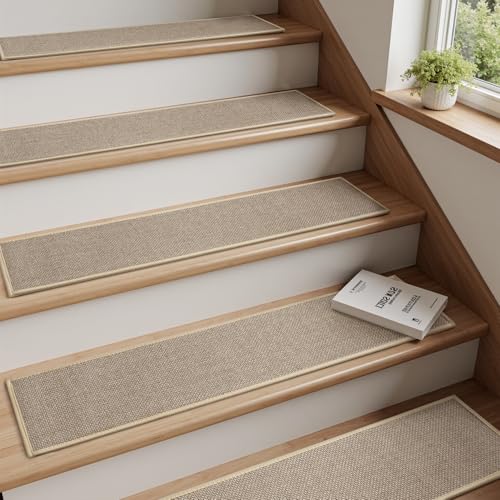 PADOOR Stair-Treads Non Slip 1PC, Stair Treads for Wooden Steps Rubber Backing Indoor, Carpet Stair Treads Residue Free, Stair Runner Durable Stair-Carpet Treads for Kids and Dogs 8"x30" Bei