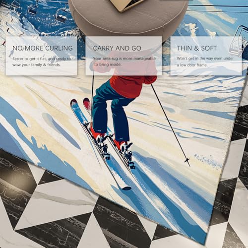 Tapis de ski antidérapant et lavable en flanelle douce