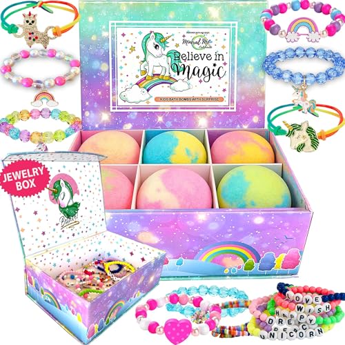 Product Image of the Bath Bombs for Kids with Surprise Inside, Unicorn Bath Bombs for Girls with Jewelry & Jewelry Box for Kids - Organic, Skin Moisturizing, Natural Bubble Bath, Birthday Gifts for Girls