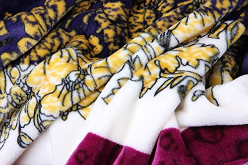 Dada Bedding Bohemian Carnations Silky Soft Cozy Warm Plush Luxe Flannel Faux Mink Fleece Throw Blanket - Bright Vibrant Solid Striped Floral Colorful Burgundy Navy Yellow White - 66" X 90" #TOP4