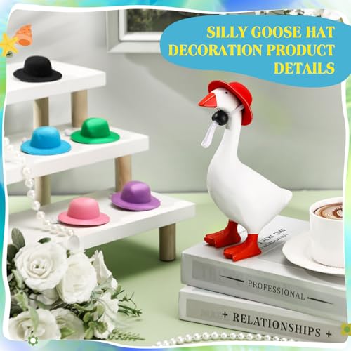 Geelin 6 Pcs Mini Desk Goose Outfits 7 Inches Cute Magnetic Goose Key Holder for Home Office Magnetic Geese Table Decor Gift(Bowler Hat) - image 4