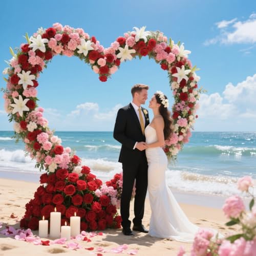 IKULE 6.6FT Metal Heart-Shaped Wedding Arch Backdrop Stand Love Arch Frame by IKULE - Used condition - Image 5