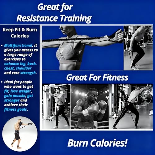 12pcs/set Boxing Resistance Bands, Boxing Equipment,Training Equipment, Boxing Trainer, Boxing Gear, Latex Resistance Belt Taekwondo Explosive Power Training Multi functional Tension Rope Set (Black) by LUREASY - Image 4