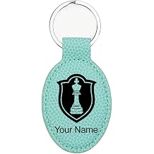 LaserGram Oval Keychain, Chess King, Personalized Engraving Included