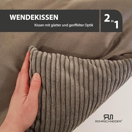 Rohrschneider Hundebett waschbar für kleine und mittelgroße Hunde mit Hundekissen Cord (ca. 55 x 42 cm) inkl. Gassibeutel (Taupe 55 cm, Cordstoff breit)