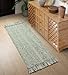 Collive Hallway Runner Rug, 2' x 5' Soft Washable Kitchen Runner Rug, Olive Green/Cream Contemporary Modern Laundry Room Rugs Indoor Hand-Woven Cotton Carpet for Bedroom Entryway Front Door Farmhouse