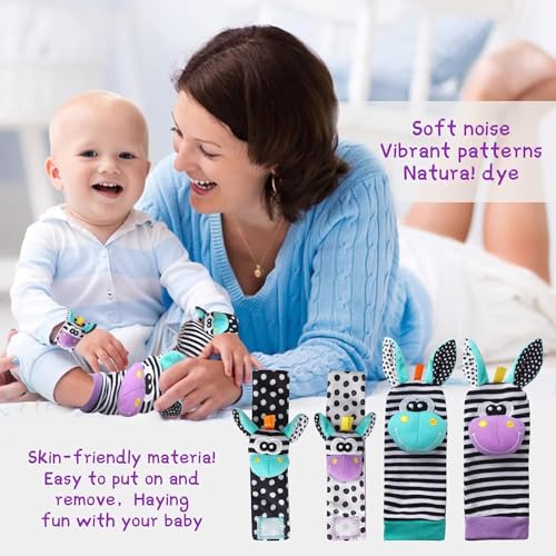 4Pcs Baby Rattle Toys, Baby Foot Finder Sock Wrist & Ankle Rattles Toys - Image 5