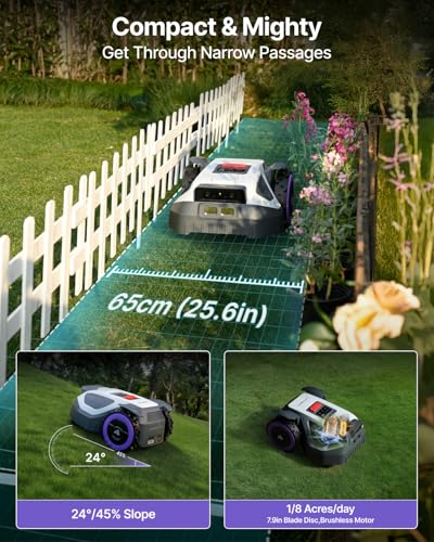 Image of ANTHBOT M9 Robotic Lawn Mower, Perimeter Wire Free 0.3 Acre, AI Vision+ RTK Positioning, Obstacle Detection & Smart Scheduling, Auto Mapping, App Control, Compact Robotic Lawnmower 45% Slope