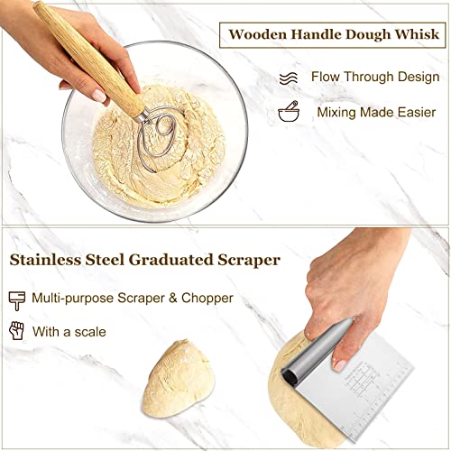 Wopplxy 4 Pcs Banneton Bread Proofing Basket 9 Inch Round Sourdough Proofing Basket Set With Bread Making Tools And Supplies, Banneton Basket For Sourdough Bread Baking #TOP3