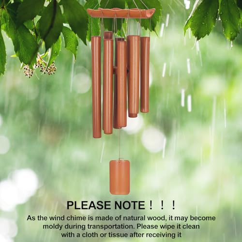 Image of VIREKM Bamboo Wind Chimes for Outside,Decorations for Patio Porch | Sympathy Wind Chimes Outdoors with Natural Sounds, Memorial Gifts for Mom, Indoor Outdoor Decor for Garden Home and Backyard