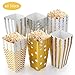 Produktbild EKKONG Popcorn Boxen 60 Stück, Popcorn Box Pappe Candy Container Partytüten Behälter für Party Geburtstag Hochzeit Geschenk (12 x 7CM, Gold und Silber) (60 Stück)
