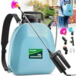 SYLSTAR Pompa Irroratrice a Batteria 12L, 3 Velocità Pompa a Spalla a Batteria con Indicatore, 7,4V Atomizzatore Potente Nebulizzatore Giardino con 5 Ugelli Regolabili per Giardino Cortile Prato