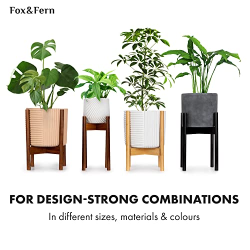 Fox & Fern Plant Pots Indoor, Planters For Indoor Plants, Flower Pots - Fit Mid Century Modern Plant Stand - Drainage Plug And Wooden Base - Matte White - Set Of 2X 10 Inch & 12 Inch Pots For Plants #TOP6