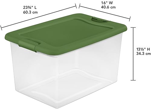 Miniatura 3 de Sterilite Contenedor de plástico apilable de 64 cuartos de galón con tapa con pestillo, contenedor de plástico para organizar armarios, transparente