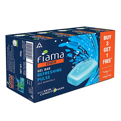 Fiama Men Refreshing Pulse Gel Bar, With Sea Minerals & Skin Conditioners For Moisturized Skin, 500g (125g - Pack of 3+1), Soap for Men, For All... - Image 3
