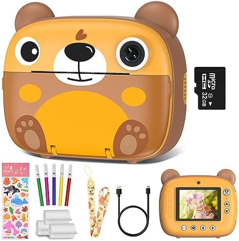 Gofunly Kids Camera, 2.4" Screen Instant Print Camera for Kids, 1080P Selfie Video Camera with 32G SD Card, Kids Digital Camera for Toddler Age 3-12 Years Old Boys Girls Christmas Birthday Gifts