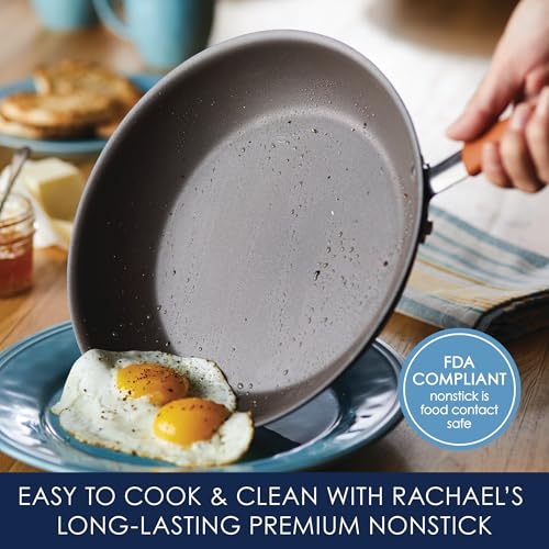 Image of Rachael Ray Cucina Dishwasher-Safe Hard-Anodized Pots and Pans Set Non Stick Cookware, 12 Piece, Gray with Orange Handles