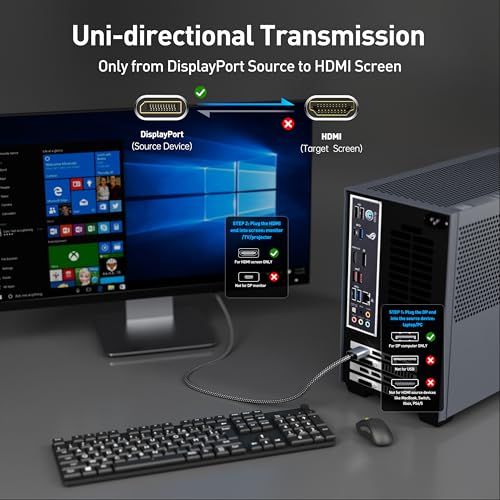 BENFEI 4K@60Hz DisplayPort to HDMI Cable, 1.8 Meter, Aluminum Shell, Nylon Braided - Image 3