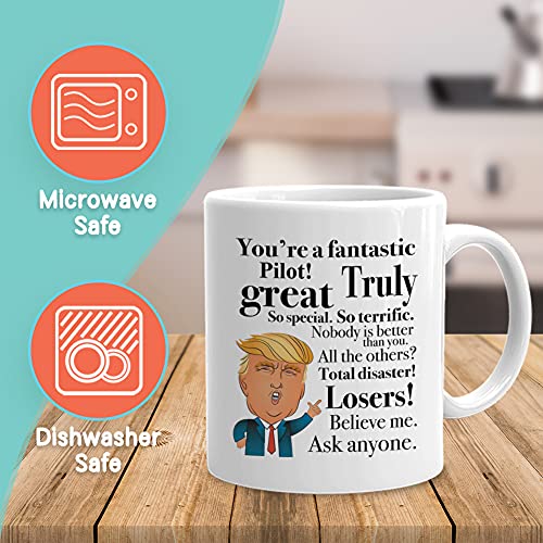 Bubble Hugs Pilot Mug 11Oz, You're A Fantastic Pilot Gift Idea For Captain Aviation Lovers Airplane Helicopter Jet Flight Attendant Flyers Student Retirement, White #TOP1