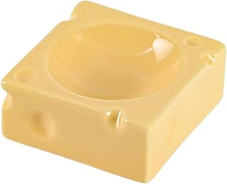 Ceramic Pet Hamster Food Water Bowl Cheese Shaped Hamster Food Bowl Easy to Clean Anti Flipping Small Animals Bowl for Dwarf Parrots Gerbil Chinchilla Hedgehog Rat