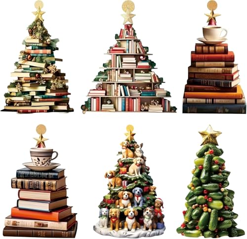 6 Stück Christbaumschmuck Bücher, Weihnachtsbaumschmuck Bücher,...