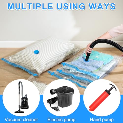 Vakuumbeutel für Kleidung 10 Stück, Vakuumierbeutel 2 Größen 5 Mittelgroß 70x50cm, 5 Kleine 60x40cm Vakuum Kleiderbeutel Aufbewahrungsbeutel Reise Vakuum Wiederverwendbar Kleiderbeutel