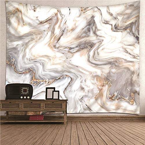 Tapiz de pared de poliéster con impresión 3D efecto mármol vintage blanco gris de 150x130