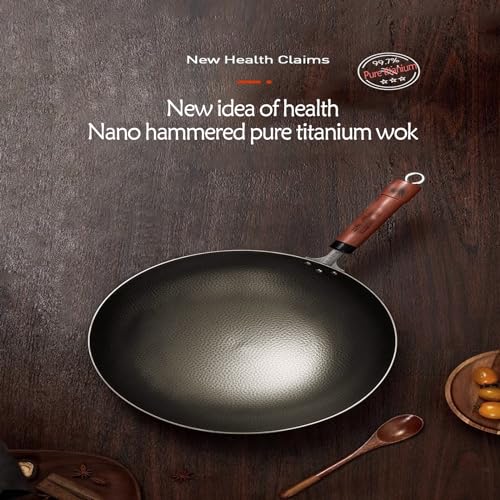 Wok ultraligero de titanio con revestimiento antiadherente y tapa miniatura 3