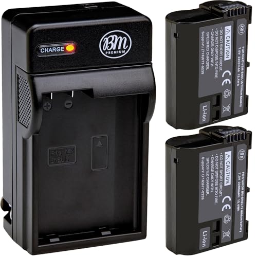 BM Premium 2 Pack of EN-EL15B Batteries and Battery Charger for Nikon Z6, Z7, D780, D850, D7500, 1 V1, D500, D600, D610, D750, D800, D800E, D810, D810A, D7000, D7100, D7200 Digital Cameras