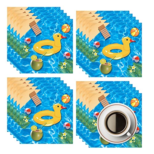 Talheres para festa na piscina - Placas de festa de verão,Guardanapos para festas na piscina verão h