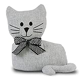 SANFERGE Cute Decorative Door Stopper for Home and Office Floor Door Stops, Fabric Animal Weighted Heavy Wall Protectors, Gray Cat