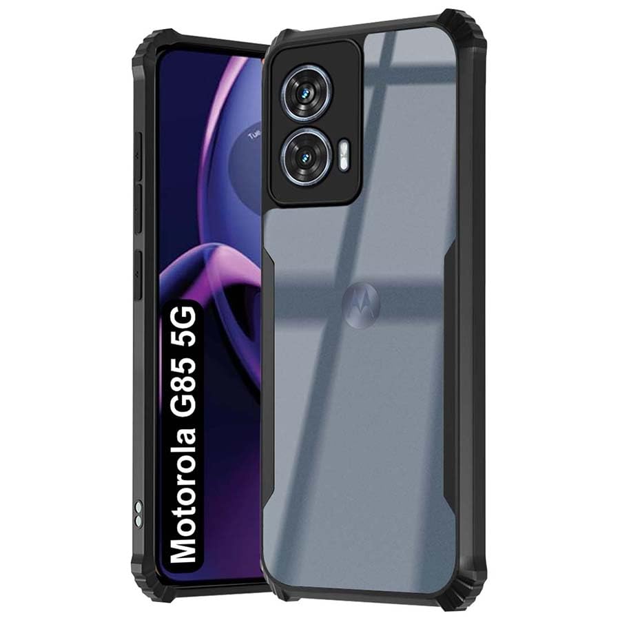 Fashionury Shockproof Crystal Clear Back Cover Case for Motorola G85 5G | Protective Design | 360 Degree Protection | Transparent Back Cover Moto G85 5G (Black Bumper) (B0D9BDKT7S) Amazon Price History, Amazon Price Tracker