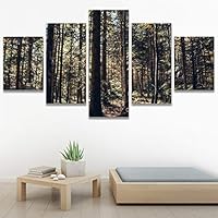 SIGNWIN 5 Panel Canvas Wall Art Rustic Woods for Home Decorations Ready to Hang - 60