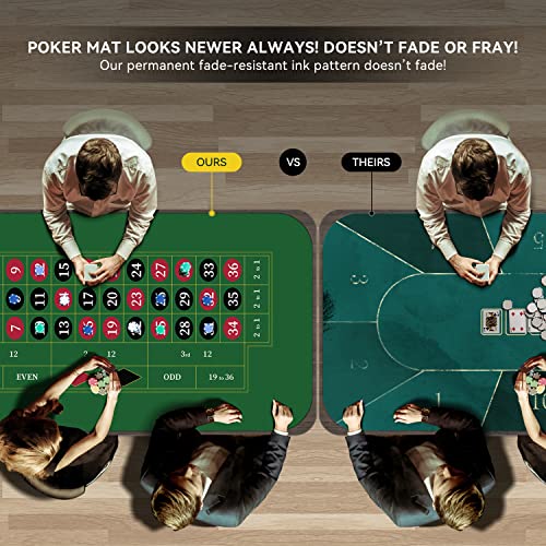 YUZPKRSI 70" x 35" Roulette Casino Mat, Roll-up Poker Mat for Table with Carrying Bag, Professional Poker Table Mat Layout, Non-Slip Rubber Poker Table Top Cover for Parties, Poker Game Night